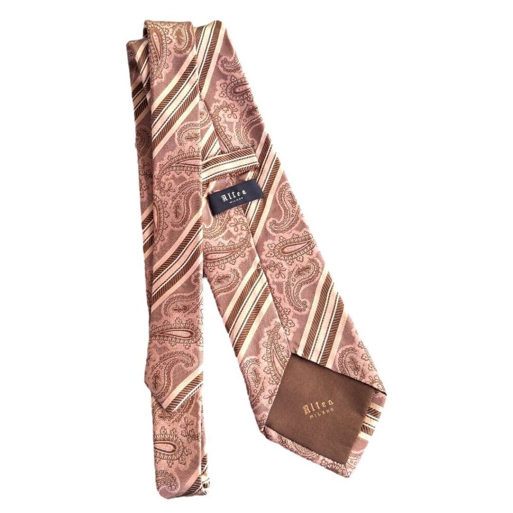 Altea Milano Men's 100% Silk Tie‎ Paisley/stripe Necktie 4" wide Made in Italy